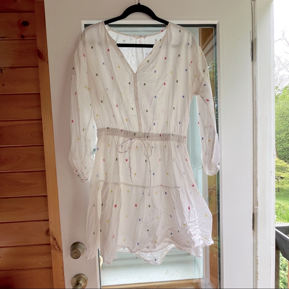 Lou & Grey White Clip Dot Shirtdress